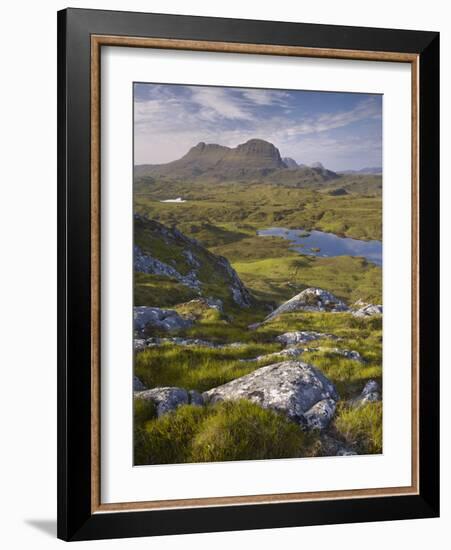 Bog Wetlands with Suilven Mountain at Dawn, Assynt Mountains, Highland, Scotland, UK, June-Joe Cornish-Framed Photographic Print