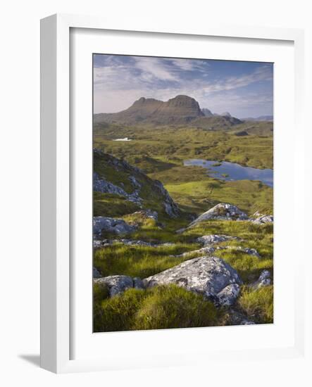 Bog Wetlands with Suilven Mountain at Dawn, Assynt Mountains, Highland, Scotland, UK, June-Joe Cornish-Framed Photographic Print