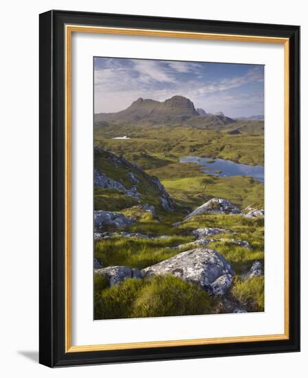 Bog Wetlands with Suilven Mountain at Dawn, Assynt Mountains, Highland, Scotland, UK, June-Joe Cornish-Framed Photographic Print