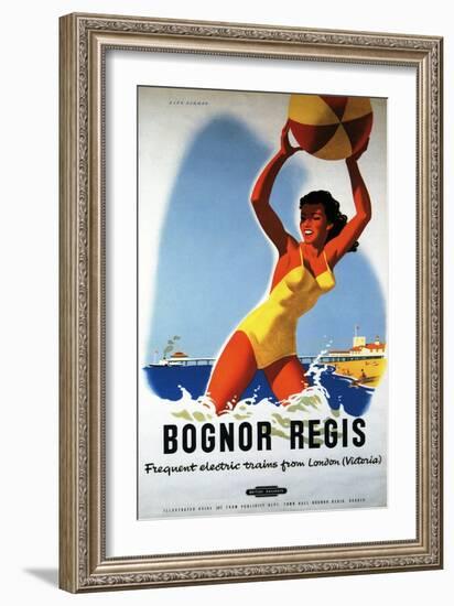 Bognor Regis, England - British Railways Girl and Beachball Poster-Lantern Press-Framed Art Print