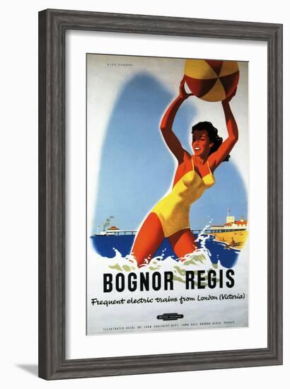 Bognor Regis, England - British Railways Girl and Beachball Poster-Lantern Press-Framed Art Print