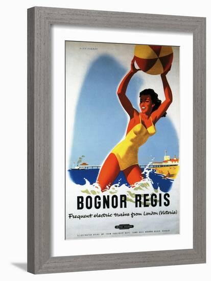 Bognor Regis, England - British Railways Girl and Beachball Poster-Lantern Press-Framed Art Print