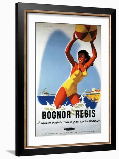 Bognor Regis, England - British Railways Girl and Beachball Poster-Lantern Press-Framed Art Print