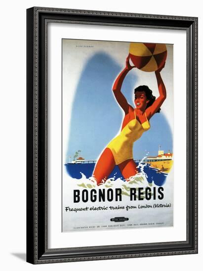 Bognor Regis, England - British Railways Girl and Beachball Poster-Lantern Press-Framed Art Print