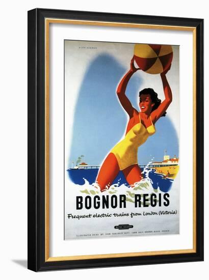 Bognor Regis, England - British Railways Girl and Beachball Poster-Lantern Press-Framed Art Print