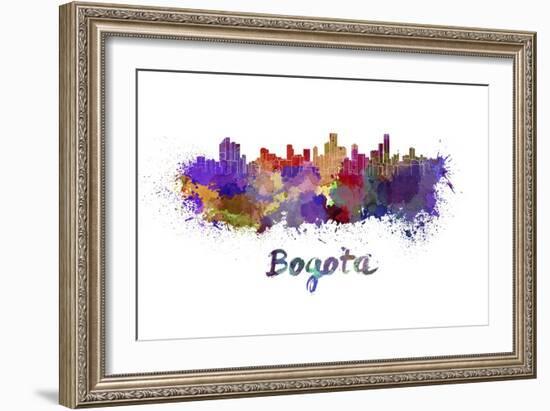 Bogota Skyline in Watercolor-paulrommer-Framed Art Print