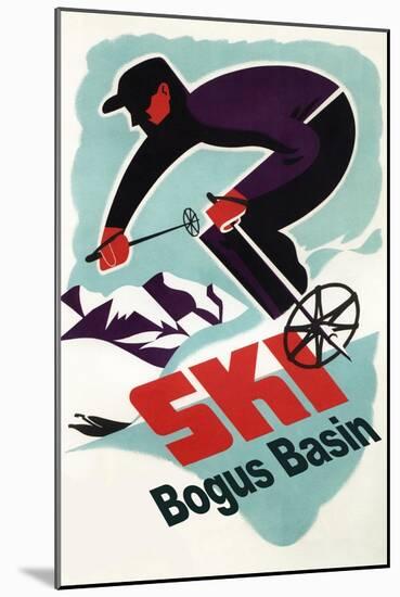 Bogus Basin, Idaho - Retro Skier-Lantern Press-Mounted Art Print