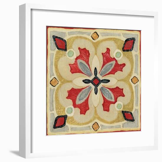 Bohemian Rooster Tile Square III-Daphne Brissonnet-Framed Premium Giclee Print