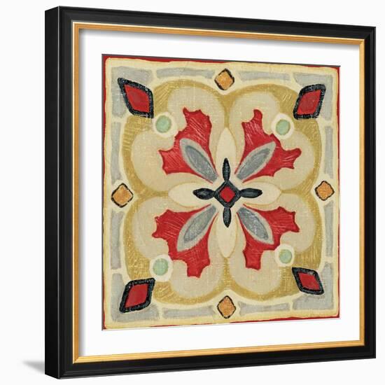 Bohemian Rooster Tile Square III-Daphne Brissonnet-Framed Premium Giclee Print