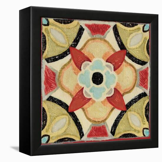 Bohemian Rooster Tile Square IV-Daphne Brissonnet-Framed Stretched Canvas