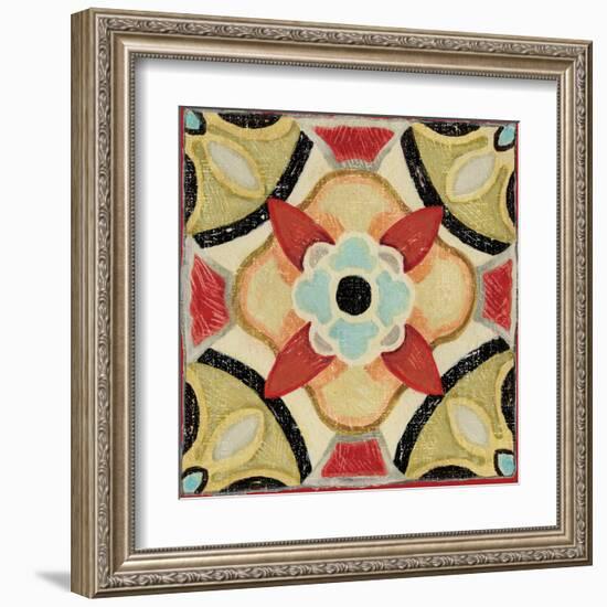 Bohemian Rooster Tile Square IV-Daphne Brissonnet-Framed Art Print