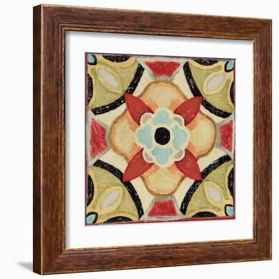 Bohemian Rooster Tile Square IV-Daphne Brissonnet-Framed Art Print