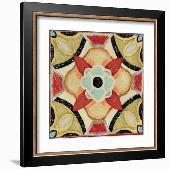 Bohemian Rooster Tile Square IV-Daphne Brissonnet-Framed Art Print