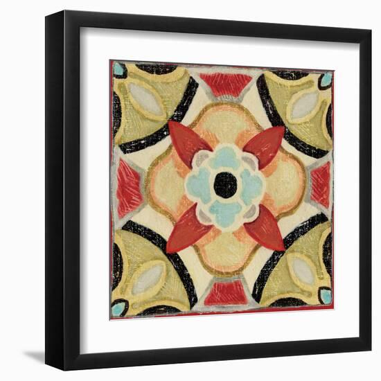 Bohemian Rooster Tile Square IV-Daphne Brissonnet-Framed Art Print