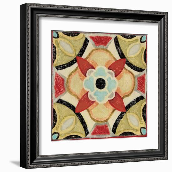 Bohemian Rooster Tile Square IV-Daphne Brissonnet-Framed Art Print