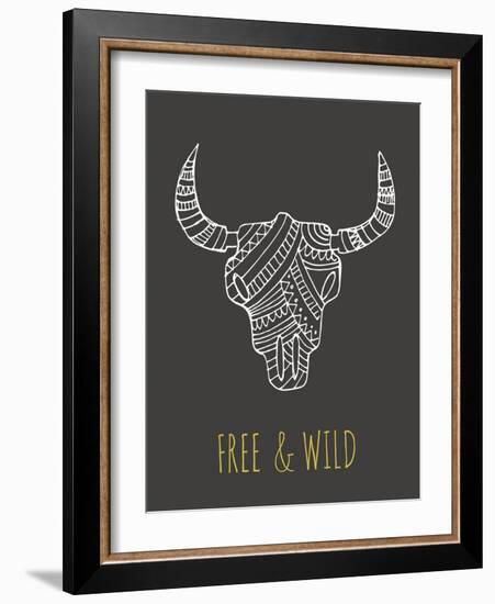 Bohemian Style Bull Skull Poster-Marish-Framed Art Print