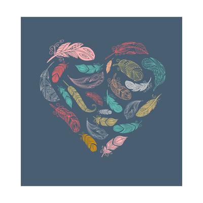 Bohemian Style Poster With Gypsy Colorful Feathers Arranged In Heart Art Print By Marish Art Com