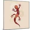 Bohemian, Tribal, Ethnic Background with Patterned Lizard Icon-Marish-Mounted Art Print
