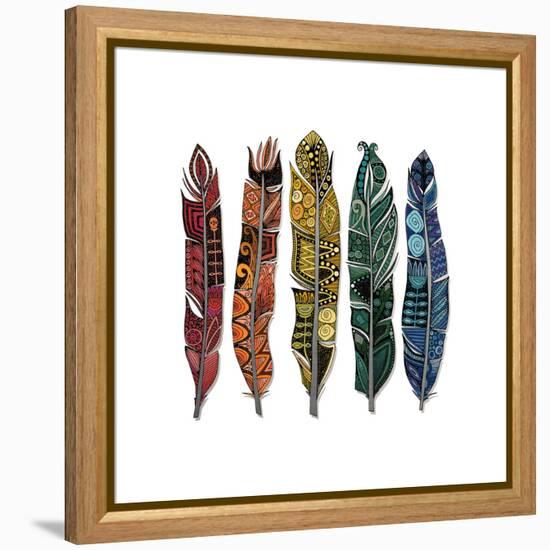 Boho Feathers-Sharon Turner-Framed Stretched Canvas