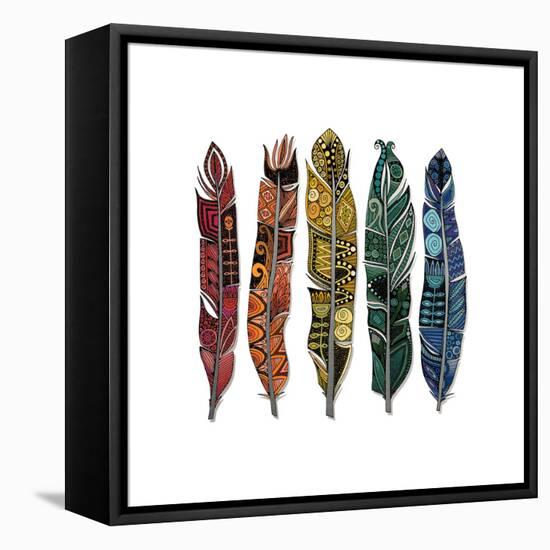 Boho Feathers-Sharon Turner-Framed Stretched Canvas