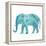 Boho Teal Elephant II-Danhui Nai-Framed Stretched Canvas