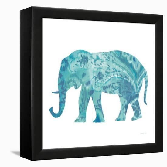 Boho Teal Elephant II-Danhui Nai-Framed Stretched Canvas