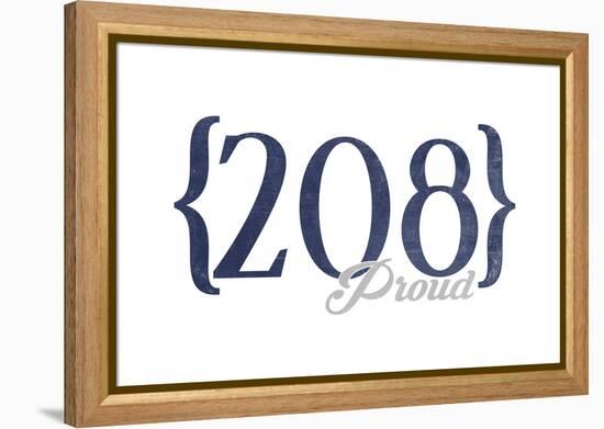 Boise, Idaho - 208 Area Code (Blue)-Lantern Press-Framed Stretched Canvas