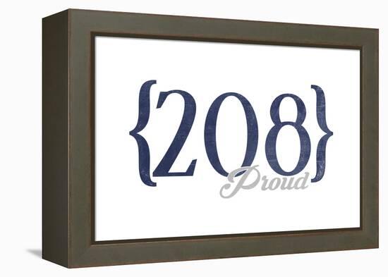 Boise, Idaho - 208 Area Code (Blue)-Lantern Press-Framed Stretched Canvas