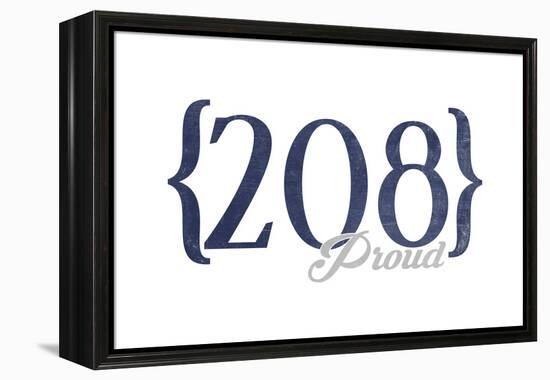 Boise, Idaho - 208 Area Code (Blue)-Lantern Press-Framed Stretched Canvas