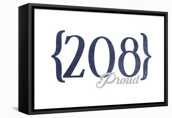 Boise, Idaho - 208 Area Code (Blue)-Lantern Press-Framed Stretched Canvas