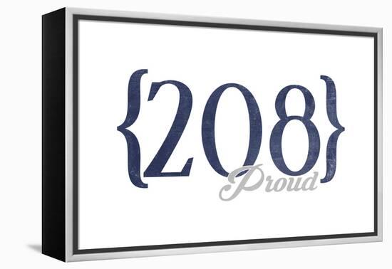 Boise, Idaho - 208 Area Code (Blue)-Lantern Press-Framed Stretched Canvas