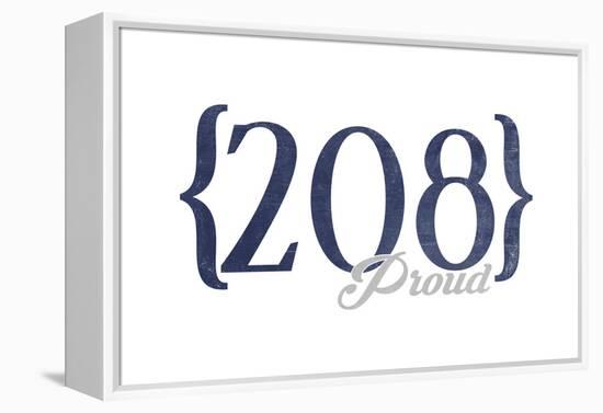 Boise, Idaho - 208 Area Code (Blue)-Lantern Press-Framed Stretched Canvas