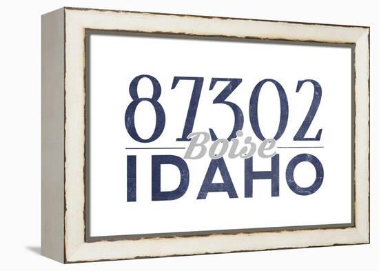 Boise, Idaho - 87302 Zip Code (Blue)-Lantern Press-Framed Stretched Canvas