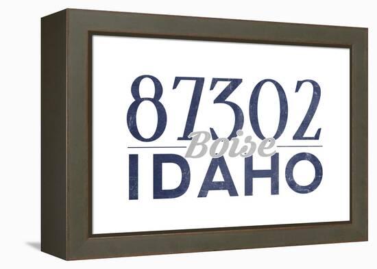 Boise, Idaho - 87302 Zip Code (Blue)-Lantern Press-Framed Stretched Canvas