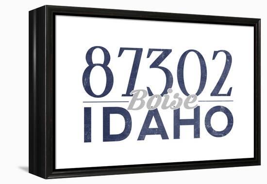 Boise, Idaho - 87302 Zip Code (Blue)-Lantern Press-Framed Stretched Canvas