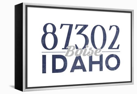 Boise, Idaho - 87302 Zip Code (Blue)-Lantern Press-Framed Stretched Canvas