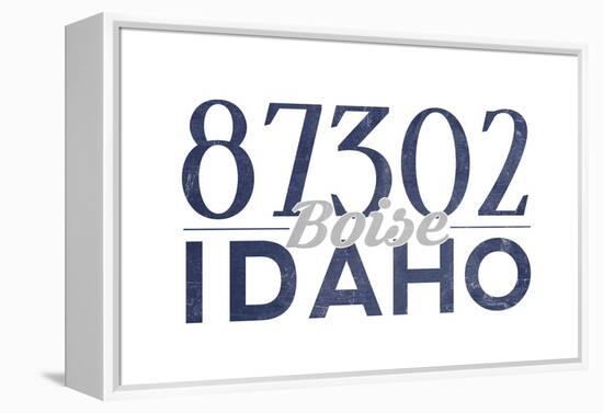 Boise, Idaho - 87302 Zip Code (Blue)-Lantern Press-Framed Stretched Canvas