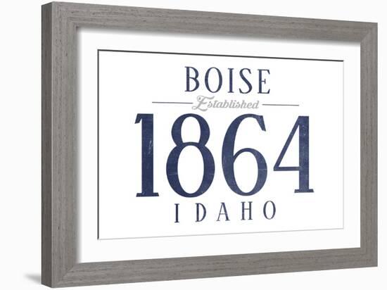 Boise, Idaho - Established Date (Blue)-Lantern Press-Framed Art Print