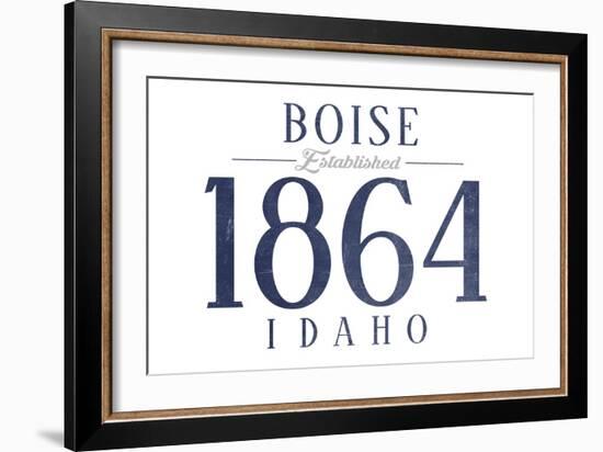 Boise, Idaho - Established Date (Blue)-Lantern Press-Framed Art Print