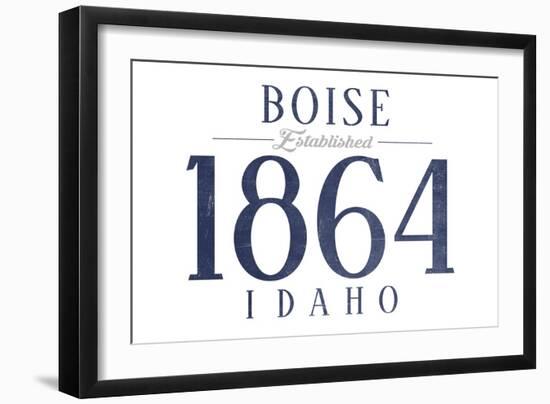 Boise, Idaho - Established Date (Blue)-Lantern Press-Framed Art Print