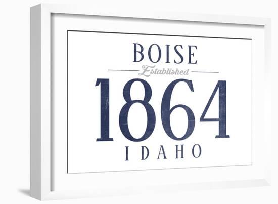 Boise, Idaho - Established Date (Blue)-Lantern Press-Framed Art Print