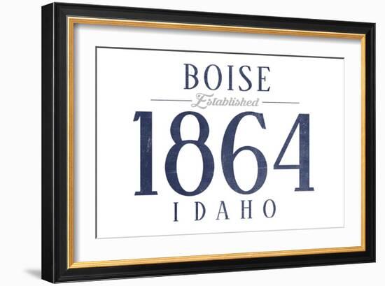 Boise, Idaho - Established Date (Blue)-Lantern Press-Framed Art Print