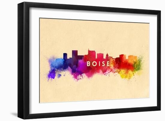 Boise, Idaho - Skyline Abstract-Lantern Press-Framed Art Print