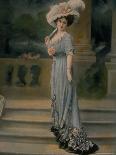 Model Wearing Blue Beaded Robe du Soir, or Evening Dress Designed by Paquin-Boissonnas & Taponier-Photographic Print