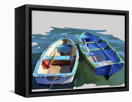 Bold Boats III-Emily Kalina-Framed Stretched Canvas