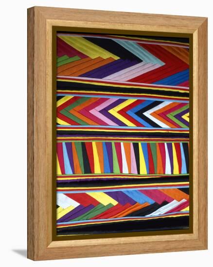 Bold Colors in Fabric Design in Market, Chinceros, Peru-Jim Zuckerman-Framed Premier Image Canvas