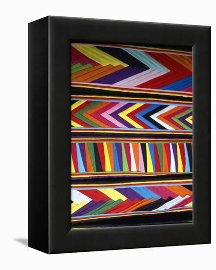 Bold Colors in Fabric Design in Market, Chinceros, Peru-Jim Zuckerman-Framed Premier Image Canvas