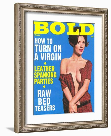 Bold, Lurid Magazine Cover with Cheesecake-null-Framed Art Print