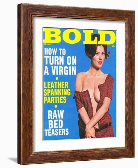 Bold, Lurid Magazine Cover with Cheesecake-null-Framed Art Print