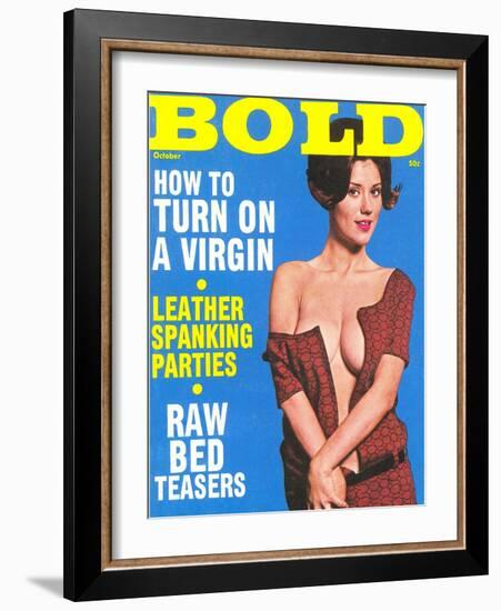 Bold, Lurid Magazine Cover with Cheesecake-null-Framed Art Print